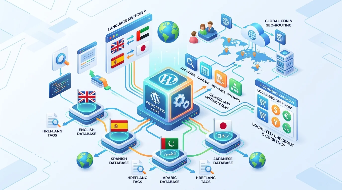 WordPress Multilingual Website Architecture & Global SEO: Multi-Language Databases, Hreflang Tags, and Geo-Targeting