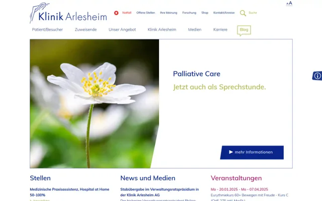 Klinik Arlesheim - Healthcare & Life Sciences project interface preview