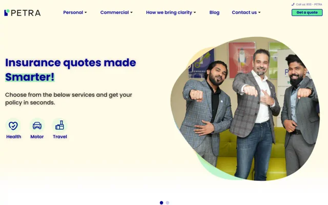 Petra Insurance Brokers - InsurTech & Financial Services project interface preview