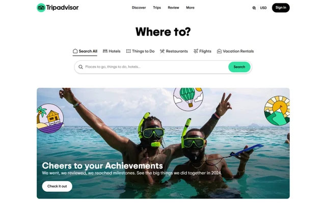 Tripadvisor - Travel & Tourism project interface preview